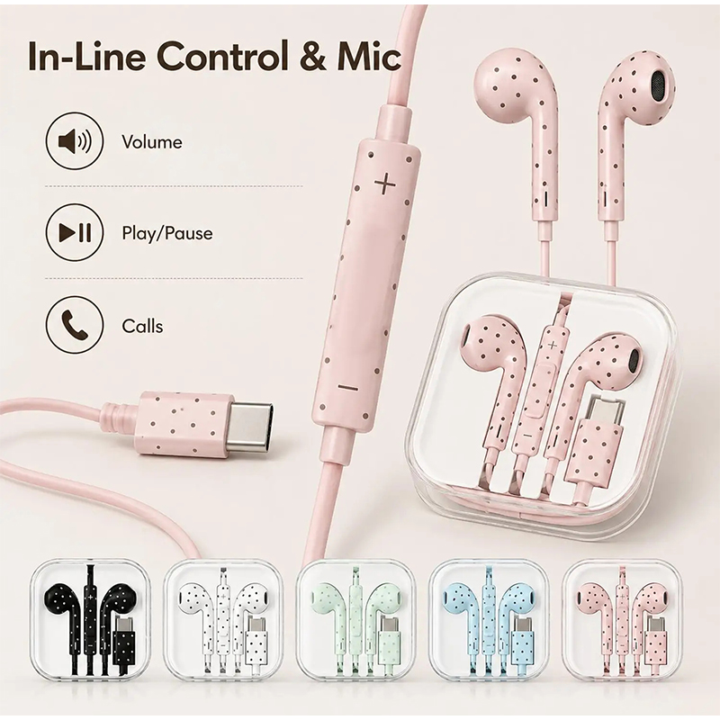 Usb C Earphone - Écouteurs intra-auriculaires filaires de type C