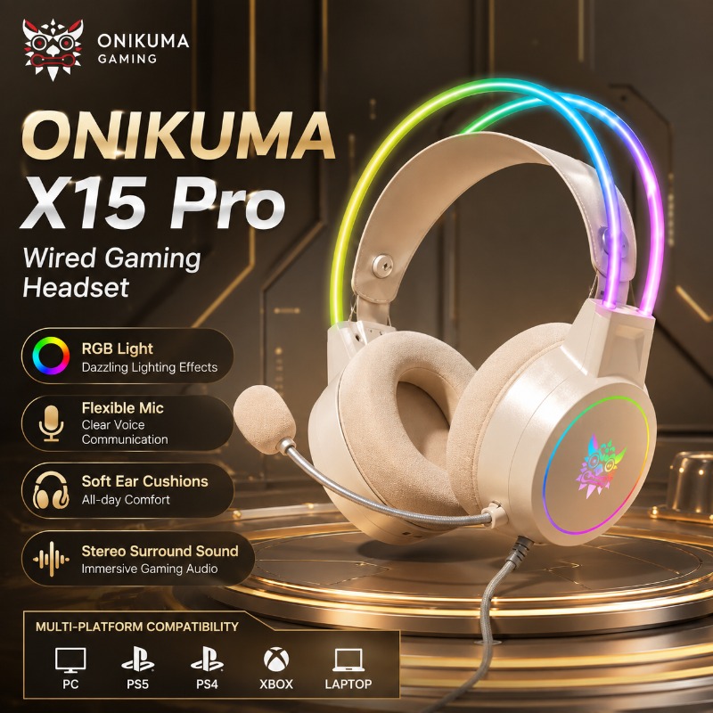 Gaming Headset Rgb - Casque de jeu ONIKUMA X15 Pro